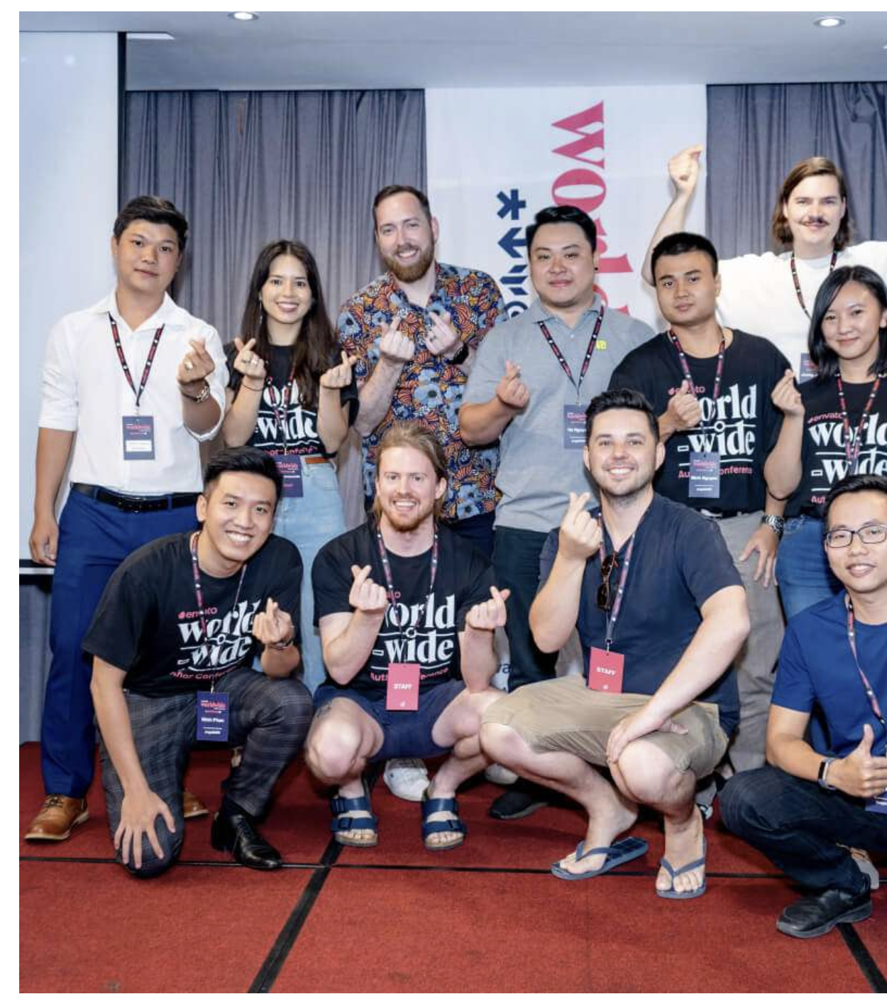 The InspireUI team together at the Envato Worldwide author conference